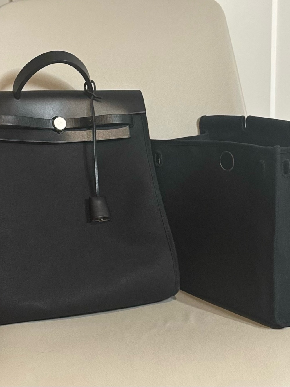Hermès Black Herbag 2-in-1